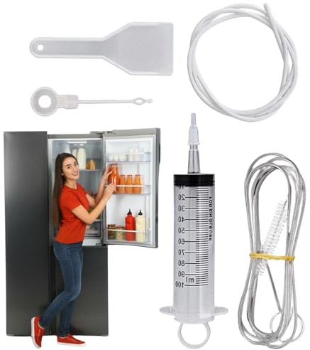 Kit Pulizia Frigorifero,5pcs Strumenti per Pulizia Frigorifero,Kit Pulizia Frigorifero,Kit Pulisci Tubi,Pulisci Tubi Frigorifero,Spazzola per Frigorifero,Sbrinatore Freezer,Pulizia Fori Scarico