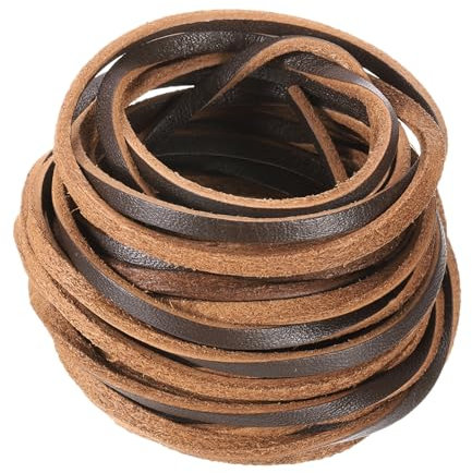 sourcing map 3mm Flat Leather Cord, 5 Yards Braiding String Leather Ropes for Bracelets Necklaces Jewelry Making Shoe Lace DIY Crafts, Brown