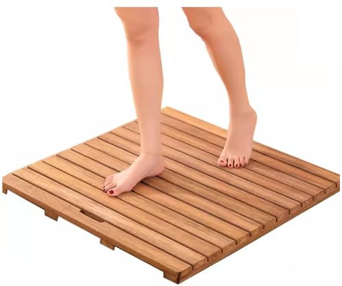 QWEASDF Tapis de Bain en Bambou, caillebotis pour Sauna, intérieur & extérieur, antidérapant, caillebotis Douche， Tapis de Bain rectangulaire en Bois，en Bois de santalen Bois(W30xL30cm/W12xL12in)