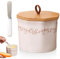 Französische Butterdose, Butterdose Keramik mit Buttermesser, Butterglocke mit Deckel, Butter Dose mit Buttermesser Klein, Keramische Butterglocke für Frische und Streichfähige Butter Weiß
