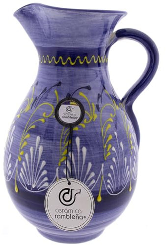 CERAMICA RAMBLEÑA | Brocca d'acqua | Brocca di latte | Brocca di fango rosso | Brocca acqua Modello 09 | 100% fatto a mano | 2 litri