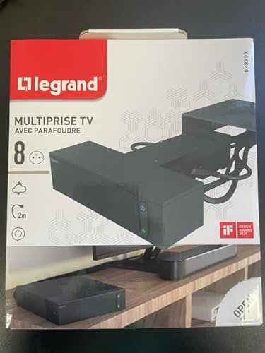 TV Multiprise 4X2P+T et 4X2P parafoudre 1.5mm² 2m Noir