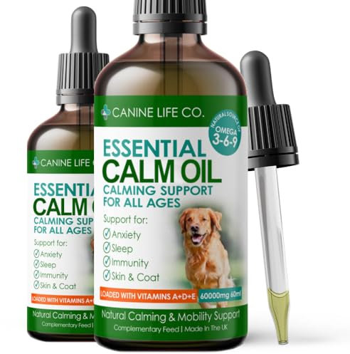 Canine Life Dog Calm Oil (60ml) Made from Pure Hemp Seed Oil for All Breeds, Natural Calming Support, Joint & Skin Health