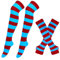 BRTNUP Striped Arm Warmers Leg Warmers Set, Stripeda Socks Over Knee, Striped Arm Warmer Fingerless Gloves for Girls Women (D, One size)