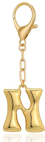 WOWORAMA Initialbuchstabe Schlüsselanhänger für Frauen Chunky Gold Bubble Buchstabe A bis Z Taschenanhänger Handtaschen Anhänger Schlüsselringe Zubehör