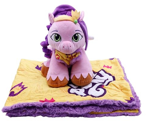 My Little Pony Pip Blankie Bestie 2-in-1 Stofftier & Decke, weiches sensorisches Plüschtier, Geschenk für Mädchen, Jungen, Babys, Kleinkinder, Kinder, Stofftier mit Decke