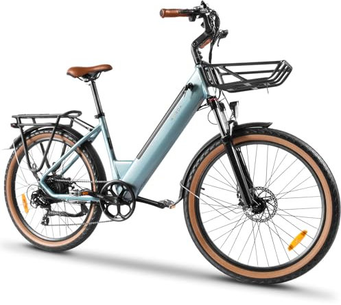 KAISDA Electric Bike 26 Zoll Elektrofahrrad E-Bike Pedelec Mit 250W Motor 36V 16Ah Abnehmbarem Li-ion Akku Bis Range 100km,7 Speed MTB Ebike for Adults,LCD Display,Mintgrün