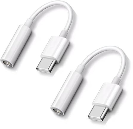 CKCSHI 2 Pack USB C to 3.5mm Jack Adapter, Headphone Adapter, USB Type C to Headphone Aux Digital Audio Earphone Adaptor for iPhone 15 Plus Pro Max/16 Plus Pro Max, Galaxy S24 S23 S22 Ultra (White)