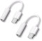 CKCSHI 2 Pack USB C to 3.5mm Jack Adapter, Headphone Adapter, USB Type C to Headphone Aux Digital Audio Earphone Adaptor for iPhone 15 Plus Pro Max/16 Plus Pro Max, Galaxy S24 S23 S22 Ultra (White)