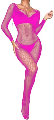 Body da donna a rete sexy in rete elastica un pezzo bodystockings Teddy Lingerie, B-rosered2, taglia unica