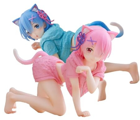 Ram Anime Figur Ramu/Remu Action Figuren Set - Planking Katze Figur - Rem PVC Statuen Schreibtisch Dekor