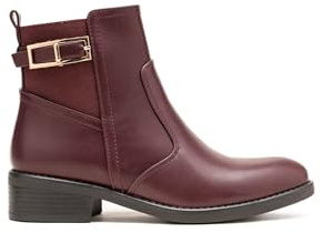 C'M PARIS Stivaletti Chelsea Donna, Similpelle Nero, Tacco Blocco 4 cm, Flangia Elastica con Fibbia Dorata (68325 Nero, Sistema Taglia Scarpe EU, Adulto, Digitale, Medio, 39), 68325 Bordeaux, 41 EU