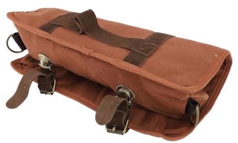 Riuulity Sac à Outils de Barman, Ensemble D'accessoires de Bar en Toile et Cuir, Portable et Durable, pour Les Amateurs de Cocktails de Voyage, Marron