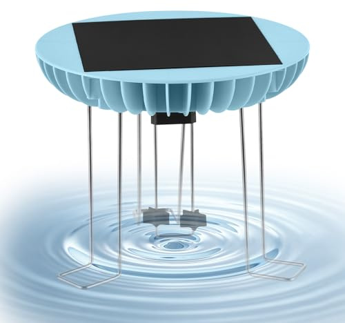 ERYUE Wiggler de Agua Solar para Baño de Pájaros, Agitador Circulante, Burbujeador para Bebedero Calentado Aves Corral, Fácil Configuración Uso en Exteriores, Patas Acero Inoxidable, Material ABS