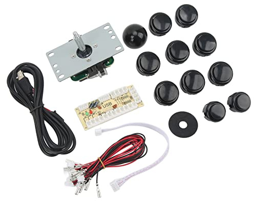 Changor DIY USB Controller Rocker Oval Ball Joysticks mit Steuerchip Plug and Play für Mini und PC Spiele Metall ABS Kit (Schwarz)