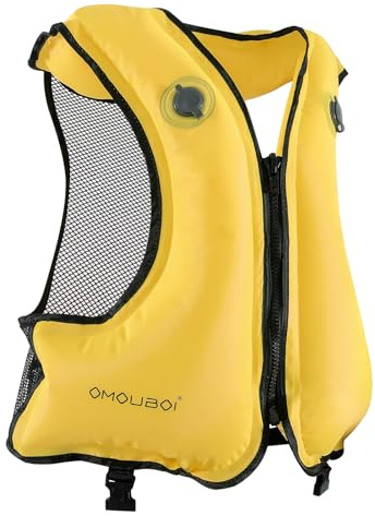 FORWEWAY Zweikammer-Schwimmweste Verstellbare Schwimmhilfe für Erwachsene mit auffälligem Design geeignet zum Schwimmen Angeln und für andere Wasseraktivitäten