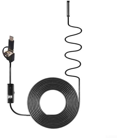 Hasaller 3-in-1 Industrielles USB-Endoskop 480P 5,5 mm Inspektionskamera mit 6 LED-Lichtern IP67 wasserdicht 10 m Kabel für Android Typ C Smartphone und PC Automotive Sanitär