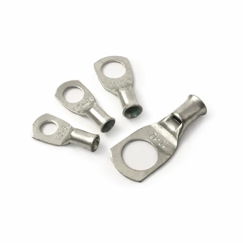 (10x) 10mm² Cable Size Copper Tube Terminals Crimp/Solder Cable Lugs Eyelets Battery Wire Connector (Select) Hole/Stud Size (10mm Hole)