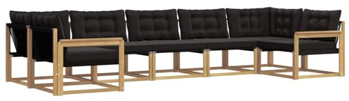 vidaXL Outdoor-Sofagarnitur mit Kissen 7 pcs Weiß und Schwarz, Elegantes Garten-Sofa, modernes Outdoor-Sofa, robuste Lounge-Möbel für gemütliche Treffen
