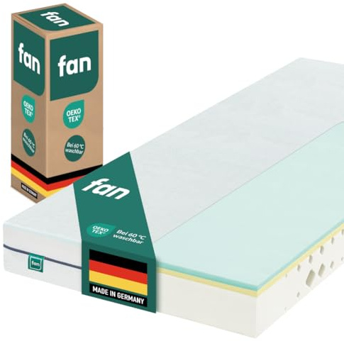 fan max Foam Komfortschaum Matratze - 120 x 200 cm - mittel bis fest, Mehrzonen-Komfortschaumkern, Bezug waschbar bis 60 °C, Made in Germany, 10 Jahre Herstellergarantie