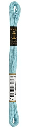 Anchor 4635000 100% Cotton Embroidery Thread, Cotton, 00167 Kristallblau, kristallblau