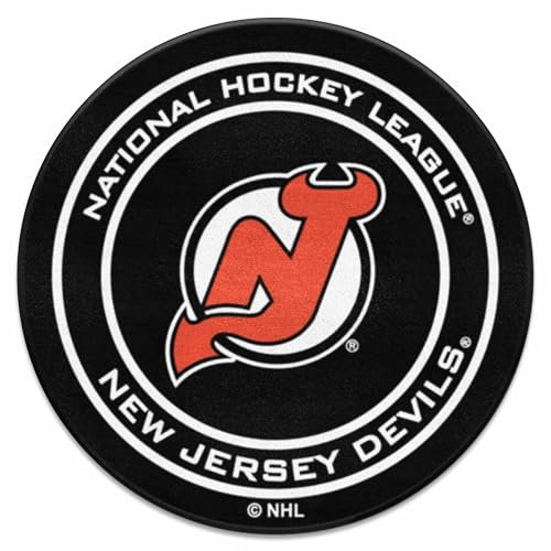 FANMATS 10416 NHL New Jersey Devils Nylon Face Hockey-Puck Teppich Team-Farbe, 68,6 cm Durchmesser