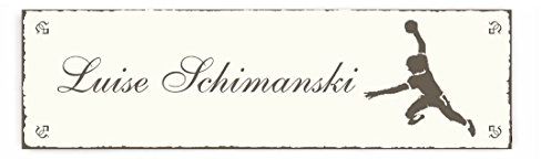 Selbstklebendes Türschild « HANDBALLER » Schild mit persönlichem Wunschnamen Name - Klingelschild - Sport Handball Ballsport Sportverein