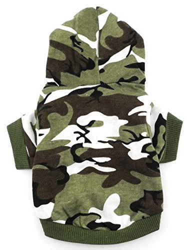 SMALLLEE_LUCKY_STORE Small Dog Camo Hoodie Shirt Chihuahua Clothes for Boys Puppy Tee Shirt for Cat Yorkshire Toy Poodle Green M