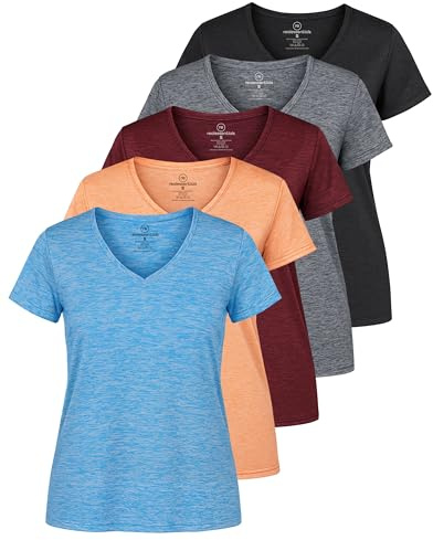 Real Essentials Women's Ladies Dry Fit V Neck T-Shirt (Pack of 12)