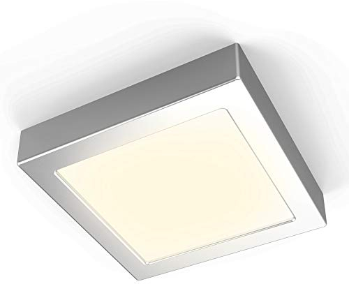 B.K.Licht I 12W Deckenleuchte LED I 900 lm I 170x170x32 mm I LED Aufbauleuchte I Aufputzleuchte I warmweiße Lichtfarbe 3000K I Silber-Matt
