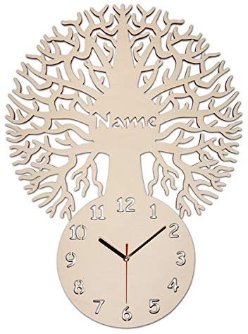 Holz Wand Uhr Lebensbaum Geschenkideen für Männer Frauen Kinder Deko individuell personalisiert