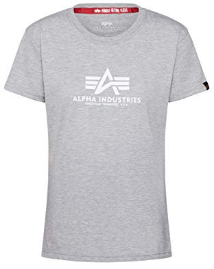 Alpha Industries Damen New Basic T Wmn T-Shirt, Greyheather/White, S