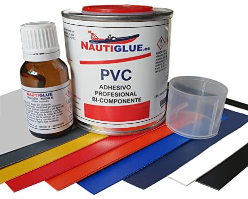 NAUTIGLUE Pegamento de PVC Profesional de 125 mililitros para la reparación de Zodiac (Elegir color del parche de regalo) (Gris claro)