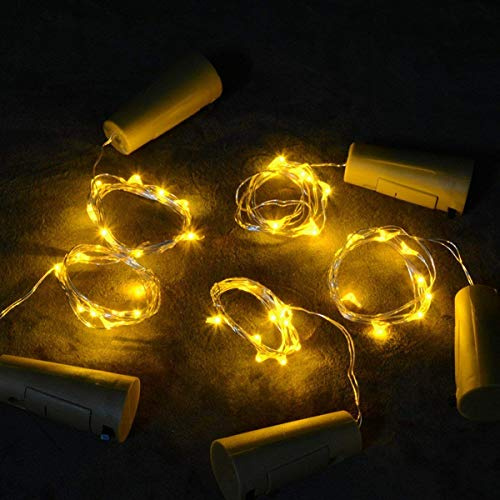 Uhat Pack of 5 Bottle Lights with Cork 20 LED Copper Wire String Lamp Battery Operated Fairy Lights for Party Christmas Indoor and Outdoor (Yellow)