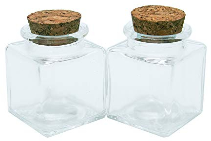 Jarvials 6pcs Transparent Fiole en Verre Vide avec Liège, Transparent Carré Mini Bocaux en Verre, Adapté pour Le Mariage Souhaitant en Bouteille (6,50ml)