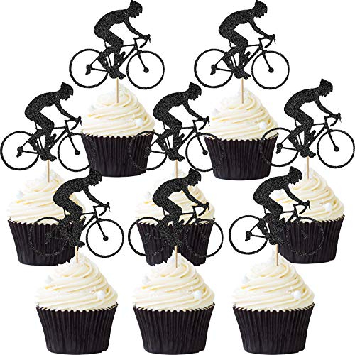 Blulu 72 Stücke Fahrrad Cupcake Topper Fahrrad Sport Kuchen Topper Glitter Fahrrad Kuchen Dekoration für Fahrrad Themed Birthday Party Supply