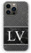 Personalised Initials Hard Phone Case For Apple iPhones, 16, 15, 14,13, 12, 11, Pro Max, Mini, XR, SE Black Marble Print with Custom White Monogram & Diamond Polka Dot, Marble Phone Cover