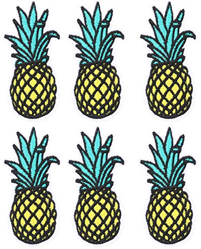 6pcs Ananas Flecken, gestickter Flecken Ananas Bügeln auf niedlichem Ananas Applique DIY T-Shirt Gewebe Aufkleber für Kleidungs Rucksack T-Shirt Jeans Rock Westen Schal Hut BeutelNähsets