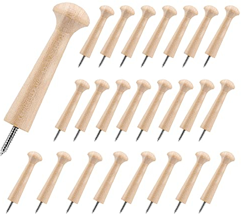 24 Pieces Wooden Shaker Peg 2.9 Inch Long Wood Wall Mounted Screw-on Shaker Pegs Unfinished Wood Shaker Rack Wood Coat Hooks Hanger for Hanging Clothes Hat Towel DIY Paint Color