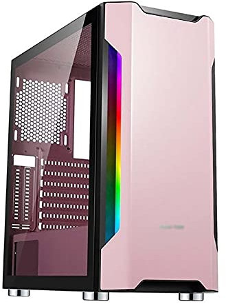 Computer Cases, Mid-Tower PC Gaming Case ATX/E-ATX/M-ATX/ITX - Front I/O USB 3.0 Port - Tempered Glass Side Panel - Water-Cooling Ready - Black, Pink, White (Color : Pink)