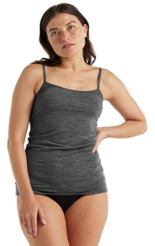 Icebreaker Merino Wool Underwear, Women's Cami Top - Camisole for Gym, Running & Sports - Gritstone Heather, S