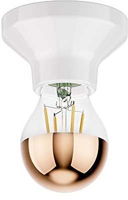ledscom.de Deckenleuchte Elektra Porzellan weiß + LED Kopfspiegel Lampe, 839lm, warmweiß