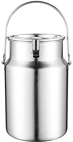 Bidon À Lait INOX Seau À Eau en Acier Inoxydable Seau À Lait Barils de Transport de Lait avec Couvercle Scellé en Silicone Et Boucle de Verrouillage pour Restaurant Familial 10L