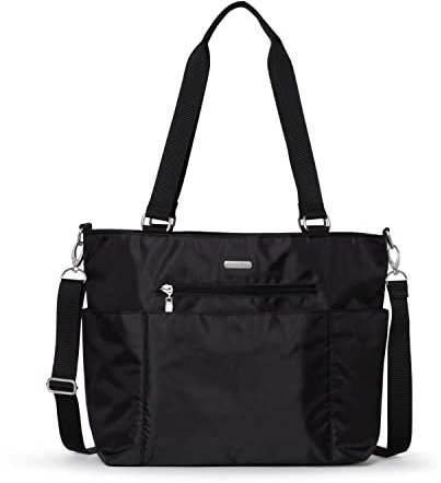 Baggallini Damen Essential Tragetasche Arbeitstasche mit Laptop-Hülle – Reise-Schultertasche mit Gepäckhülle, Schwarz