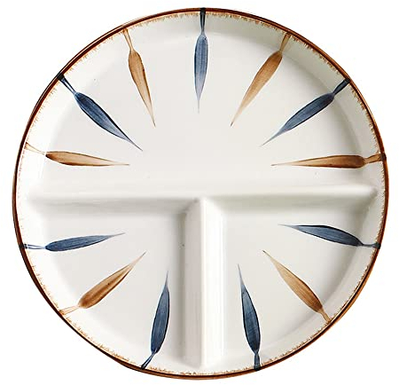 Assiette Controle de Portion, Assiette 3 Compartiment Enfant Porcelaine, Assiette Compartiment Adulte Diet, Assiettes Divisées pour La Perte de Poids