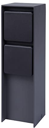 BOLD 19523 Abano Aussen-Steckdose-Garten (Steckdosen-Säule) mit 2-Fach Stecker in Anthrazit (IP44 Outdoor Energie-Säule 3680 Watteckig Einfache Montage Plastikfreie Verpackung)