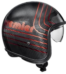 Premier Offener Helm Vintage,Platinum ED. Carbon EX RED Chromed,S