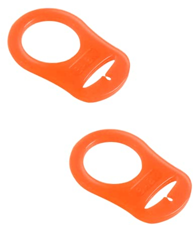 Silikon-Knopf-Ring, 2 Pcs Schnuller Adapter, Silikon Dummy Schnuller Halter Clip Adapter Ring, Silikonring für Schnuller (Orange)