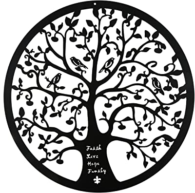 bowarepro Metal Tree of Life Wall Art 28cm/11Inch Wall Decor Silhouette Black Wall Art for Garden Kitchen Bedroom Indoor Outdoor