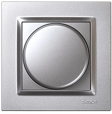 SIMON - Regulador Luz LED, Interruptor para Regular la Intensidad de Luz, Táctil, Serie Simon 10, Fácil de Instalar, Incluye Marco, Tapa y Mecanismo, Apto para Interiores, Color Aluminio